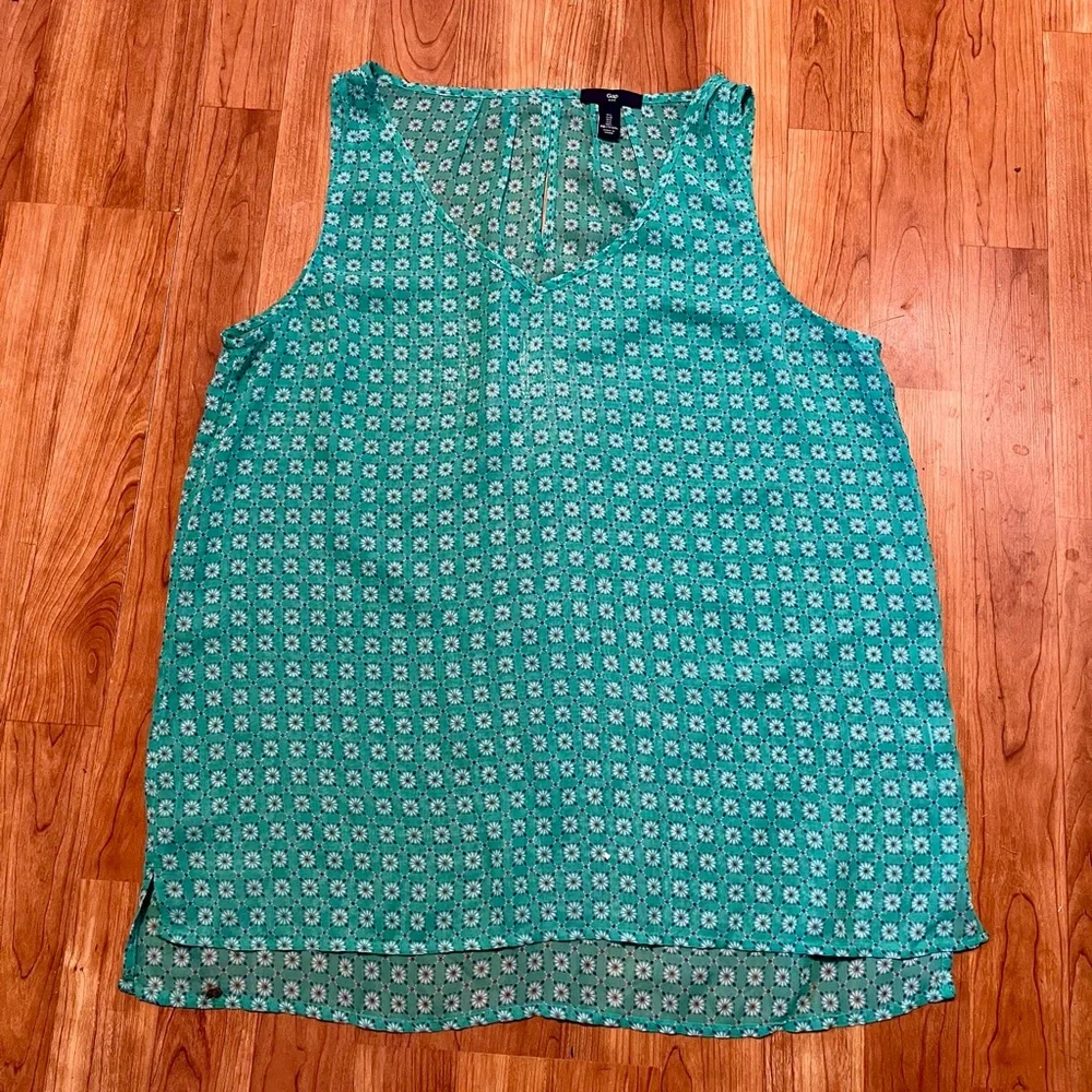GAP Turquoise Patterned Tank Top - Picture 1 of 5